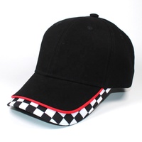 Casquette de baseball unisexe en sergé de coton structuré, motif à carreaux 6 panneaux, impression numérique de haute qualité, motif drapeau de course, quatre couleurs