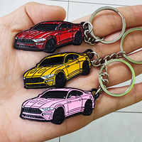 Porte-clés en métal émaillé en forme de voiture, en alliage de zinc, avec logo de marque, en stock – Vente chaude