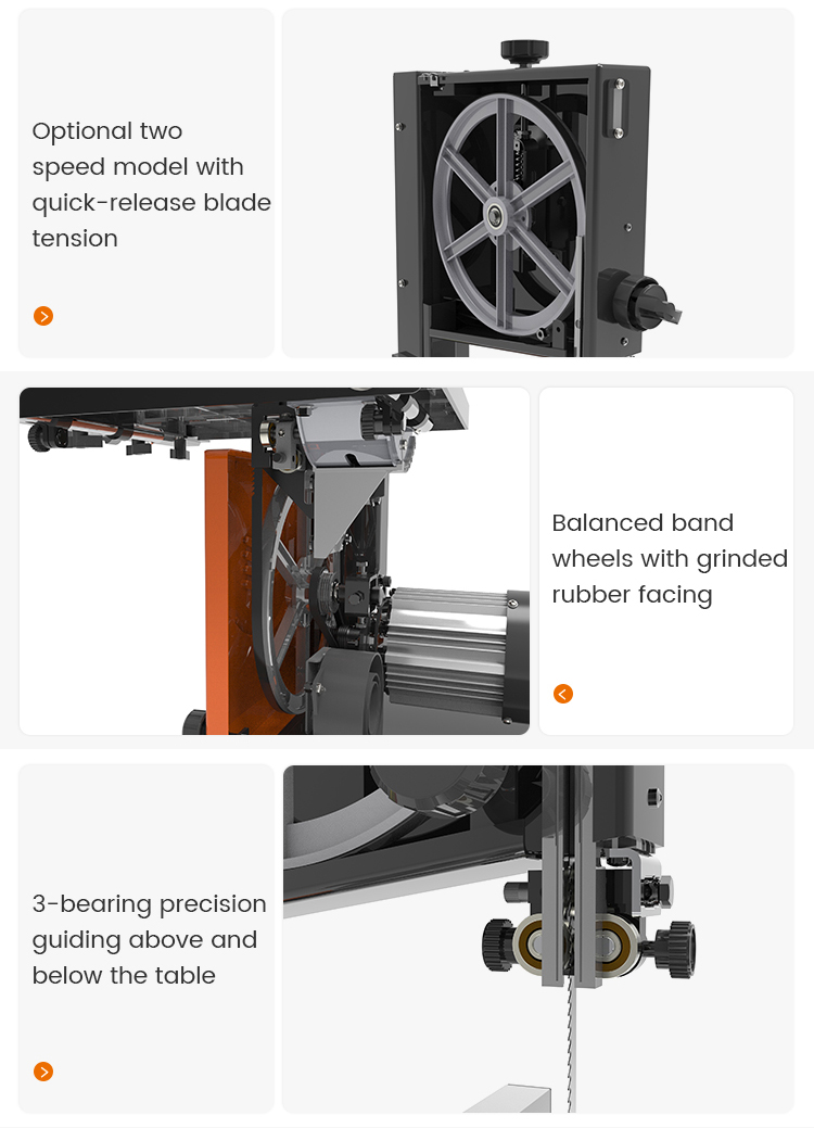 Woodworking cast aluminum work table wood cutting vertical band saw machine