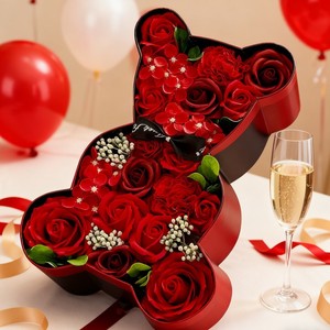 Handmade Rose Soap <b>Flower</b> Little <b>Bear</b> Gift Box New Year's Eve Creative Surprise Gift for Girlfriend Artificial <b>Flower</b> - Product Image 5