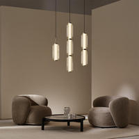 Luminaire de salle à manger moderne, lustre minimaliste pour îlot, suspension LED linéaire longue en aluminium et verre pour cuisine et bar