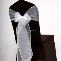 Housse de chaise en spandex avec nœud en organza, housse de chaise extensible avec nœud papillon pour la décoration de mariage, de banquet et d'événements