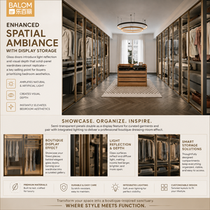 Système de <span class=keywords><strong>dressing</strong></span> modulaire BALOM personnalisé, moderne et luxueux, avec cadre en aluminium, porte en verre LED et îlot central pour chambre à coucher - Product Image 3