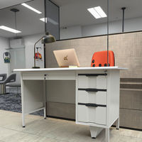 Bureau en acier laminé à froid robuste à prix abordable, table de bureau exécutive avec tiroirs et clés, ensemble de bureau informatique scolaire