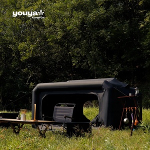 Tenda Luar Ruangan Hitam Kustom Desain Rumah Tiup Mewah Tahan Air dengan Jendela dan Pintu Berjaring Cocok untuk 4-6 Orang - Product Image 3