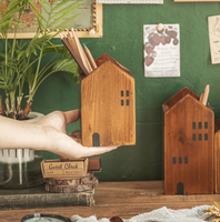 Organisateur de bureau de luxe en bois teinté en forme de maison pour l'organisation de suite de direction, grand présentoir de papeterie de bureau