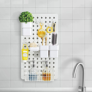 Wireking 4 hiển thị giá từ hút đóng đinh tường DIY <span class=keywords><strong>Pegboard</strong></span> Tường Tổ chức kệ và móc - Product Image 2