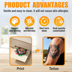60 ورقة قابلة للطباعة بالليزر لطباعة الوشم المؤقت، حزمة ضخمة لفن الجلد المؤقت، نقل بالماء، مناسبة لورش العمل والدروس والفعاليات - Product Image 3