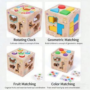 Children's Multifunctional Wooden Montessori Eight-in-One Knock Ball Animal Matching Fishing Early Education Educational Toys - Product Image 5