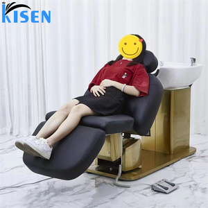 Kisen salon plus récent lavage des cheveux chaise de massage shampooing lit shampooing chaise avec bain de pieds baignoire spa pour salon - Product Image 4