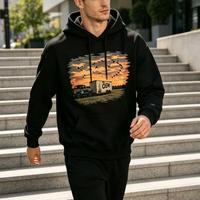 Streetwear ultra-lourd personnalisé DTG pour hommes, sweats à capuche graphiques streetwear fabriqués avec impression DTF.