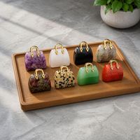 Pendentif Mini Sac à Main en Cristal Naturel Améthyste Quartz Rose Breloque de Sac Style Ins Décoration Créative Ornement Vente en Gros