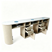 Table de Manucure Prix Usine, Station de Bar à Ongles avec Collecteur de Poussière, Plateau en Marbre, Ensemble de Mobilier de Luxe Écologique pour Salon de Beauté et Atelier