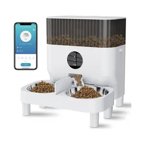 Alimentador automático para animais 5l, alimentador para animais de estimação com elevador, contato com até 10 refeições por dia e gato