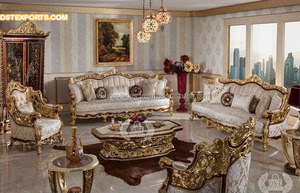 ห้องนั่งเล่นทำมือดูมีระดับเฟอร์นิเจอร์พระราชวังหลวงสีทองดูเป็นทางการเฟอร์นิเจอร์ห้องนั่งเล่น7ที่นั่ง - Product Image 5