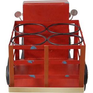 Soporte de estante de vino de encimera de hierro con hoja de camión de Metal rojo rústico para tiendas de fiesta 4 botellas de licor de vino - Product Image 5