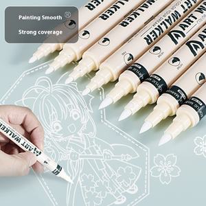 Marcador acrílico de doble cabeza blanco de alta apariencia Soododo, punta fina, bolígrafo de dibujo de grafiti para estudiantes transfronterizo, embalaje Suelto - Product Image 6