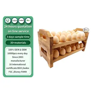 Wooden Egg Holder Stackable Egg Storage Trays For 36 Fresh Chicken Deviled Egg Organizer Rustic Kitchen Decoration