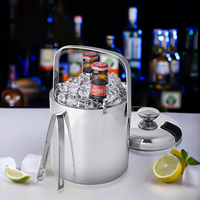 Seau à glace en acier inoxydable à double paroi de 10 L, personnalisé par Creation Factory, durable et écoresponsable, avec couvercle noir, design minimaliste pour
