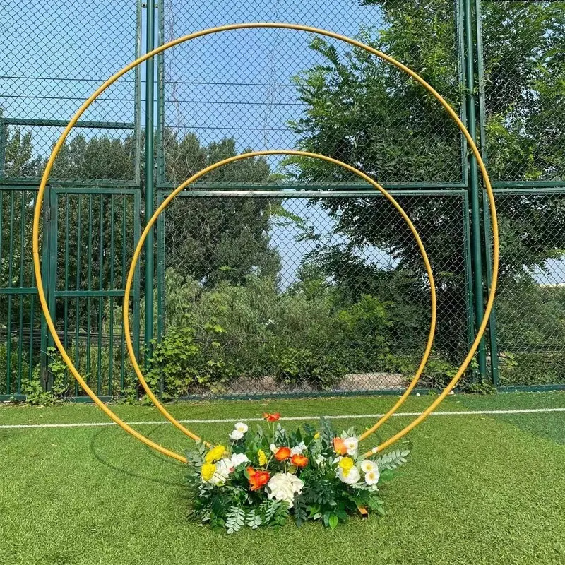 BEAMNOVA Wedding Arch Circle Backdrop Stand White 9x8 Ft Metal Round Hoop Kit Outdoor for Ceremony Parties Heavy Duty 