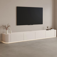Mueble de TV de Madera Maciza de Diseño Moderno Europeo de Lujo 2024, Combinación de Mesa de Centro y Mueble de TV con Luces LED