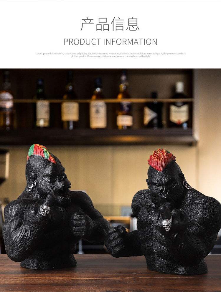 ヒップホップ怒りのキングコング装飾赤毛ゴリラフィギュア家の装飾