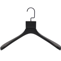 Cintre en bois avec logo personnalisé de haute qualité Cintres de costume en bois de frêne de luxe Cintre noir pour vêtements avec logo