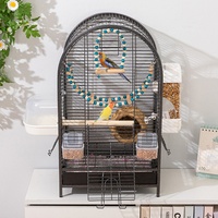 Cage à oiseaux rectangulaire intégrée en fer thermolaqué, emballage solide, conception anti-évasion, style luxueux, plateau en plastique pour perroquets
