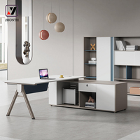 Scrivania Direzionale a L in Legno di Lusso Moderna e Resistente con Mobile Laterale per Direttori, Manager e Boss - Scrivanie per Ufficio (Garanzia 5 Anni)