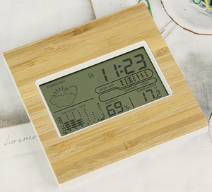 EMAF Home Bamboo Surface Estación Meteorológica de día montada en la pared grande Ecológico Multifuncional <span class=keywords><strong>LCD</strong></span> Digital Calendario Despertador - Product Image 3