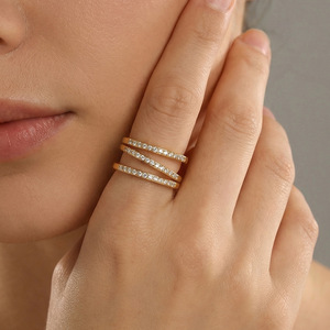 แหวนกันน้ำไม่หมอง 14k 18k ชุบทอง PVD แฟชั่น แหวนสแตนเลส 316L สำหรับผู้หญิง - Product Image 2