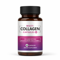 Capsules de collagène avec acide hyaluronique et vitamine C, 60 capsules, complément alimentaire, fabrication OEM