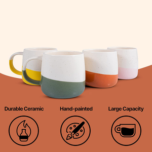 <span class=keywords><strong>Set</strong></span> di 4 Tazze da <span class=keywords><strong>Caffè</strong></span> in Ceramica - Grandi Tazze in Gres - Dipinte a Mano, Smaltate Bicolore, Personalizzabili CLASSIC Giveaways HANDGRIP - Product Image 2