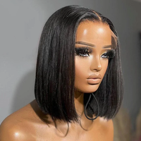 Perruques Bob courtes droites en cheveux vierges vietnamiens bruts Perruques Lace Front HD Lace Frontal sans colle pour femmes noires