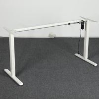 Bureau informatique ergonomique moderne de haute qualité, table assis-debout à moteur unique, hauteur réglable électriquement, cadre en fer, plateau en bois