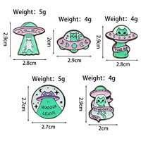 Décoration de sac à dos créative en forme de vaisseau spatial, extraterrestre, astronaute mignon, OVNI et planète, avec design 'Meow' et technique d'émail goutte d'huile