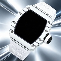 Montre classique élégante de haute qualité en fibre de carbone blanche 35-01, montre mécanique squelette ultra-fine pour homme, montre de business