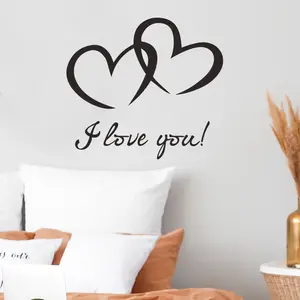 simple line-drawing I love you Wall Sticker Creative simple strokes with love Decals Living Room Decorative Wallpaper