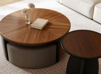 Ensemble de table basse Lumio en MDF, tabourets, table d'appoint, design moderne, multifonctionnel, rangement, écologique, durable, salon