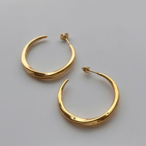 Wholesale Bulk 316L Stainless Steel 14k 18k Gold Plated <b>Fine</b> Jewelry Fashion Hoop Exaggerated Light Big Large <b>Earrings</b> for Women - Product Image 4