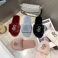 Chaussures en fourrure de lapin tendance et chaudes pour femmes Mao Mao, à bout ouvert, pour l'automne-hiver 2021, nouvelle collection, brillantes et plates
