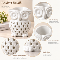 Vente en gros : Brûleur d'arômes en céramique blanche en forme de hibou pour cire fondue et huiles essentielles, support de bougie chauffe-plat pour la décoration intérieure