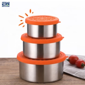 Uso en casa <span class=keywords><strong>comida</strong></span> fresca de almacenamiento latas selladas de contenedores de alimentos de acero inoxidable con silicona tapas - Product Image 1