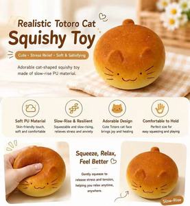 Peluche de Gato de Simulación PU de Rebote Lento, Juguete Antiestrés, Fidget de Descompresión para Aliviar la Ansiedad - Product Image 3