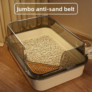 Bac à litière anti-éclaboussures XXL pour chat, avec clôture haute de 70 cm, dessus ouvert, facile à nettoyer, pour chats de grande taille - Product Image 4
