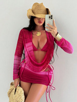 Sexy Color Block Push-up Bikiniset 2026 Dames Patchwork Cover-up 4-delig Zwempak Braziliaans Badpak Strandkleding Zwemkleding