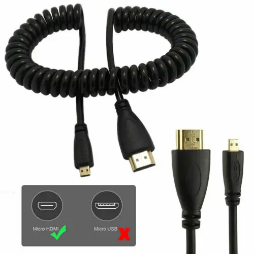 Hot selling 1080P HD to Micro HD Spiral Coiled Stretch Spring Cable for SLR Camera