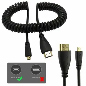 Hot Selling 1080P Hd Naar Micro Hd Spiraal Coiled Stretch Lente Kabel Voor Slr Camera