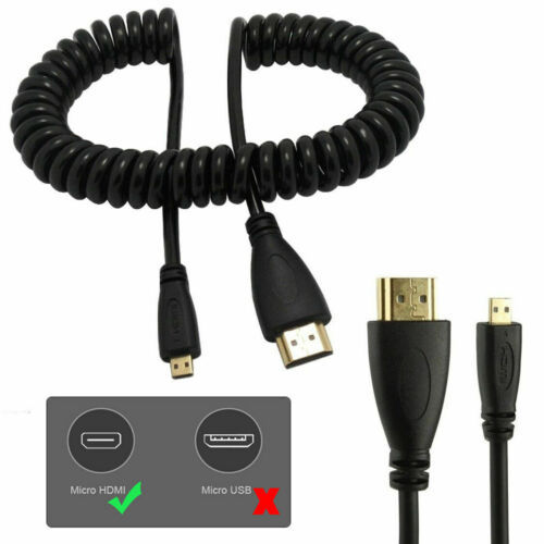 New Hot Selling 1080P HDMI to Micro HDMI Spiral Coiled Stretch Spring Cable for SLR Camera HDMI a Type to d Type 0.3M 0.5M