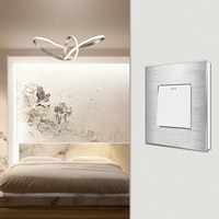 Interrupteur à bouton-poussoir Touchmi 1/2/3 voies avec indicateur LED, cadre en aluminium noir, interrupteur mural